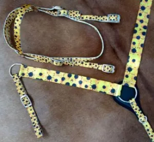HORSE SIZE Nylon Headstall & Breastcollar set With Sunflower Print Design
