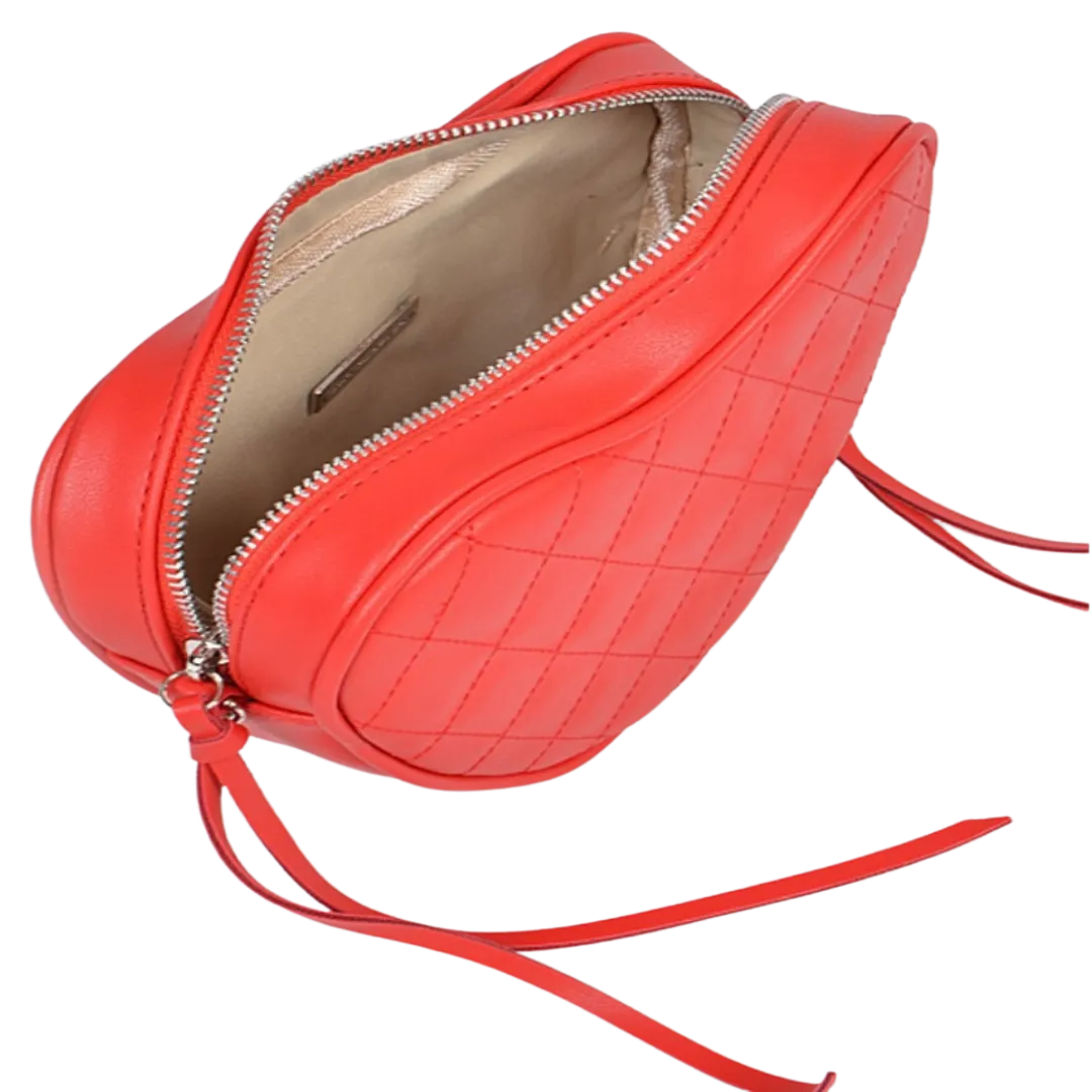 iHeart Red Heart Shape Purse Shoulder Strap Purse Pu Leather Zipper Closure