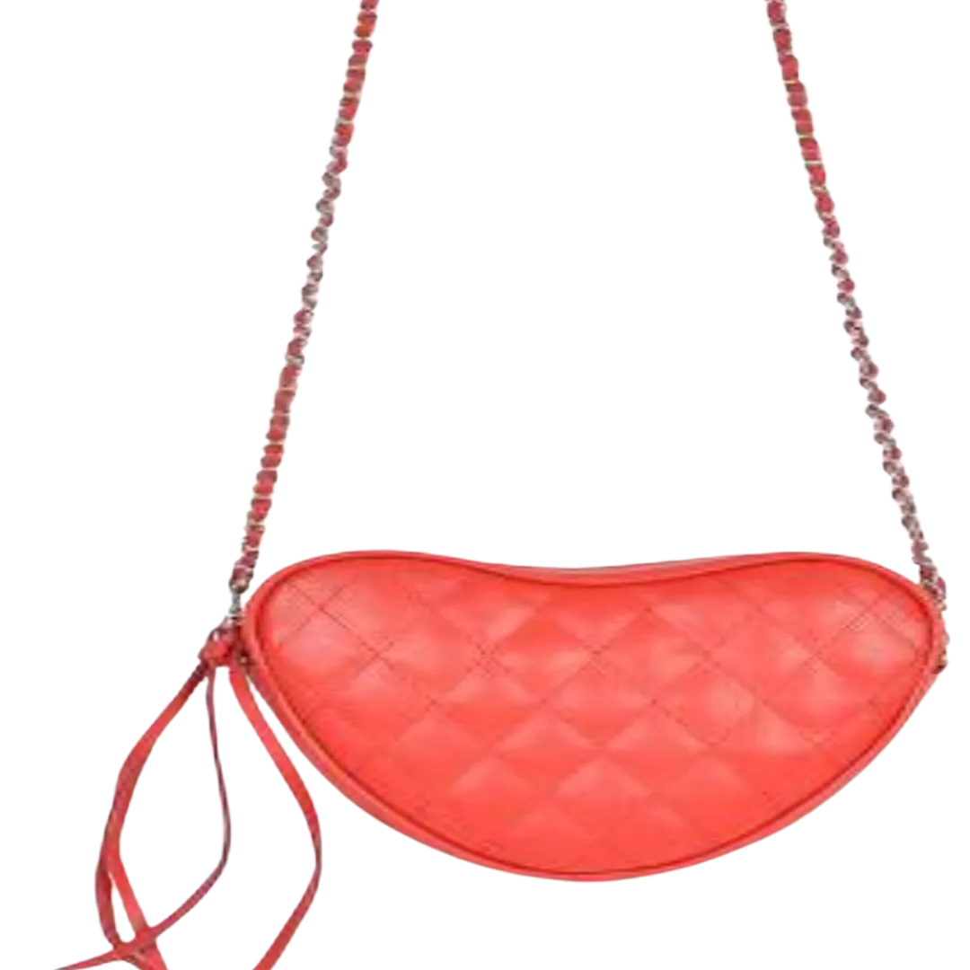 iHeart Red Heart Shape Purse Shoulder Strap Purse Pu Leather Zipper Closure