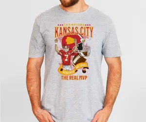 In Butker We Trust, The Real MVP Grey Graphic Tee