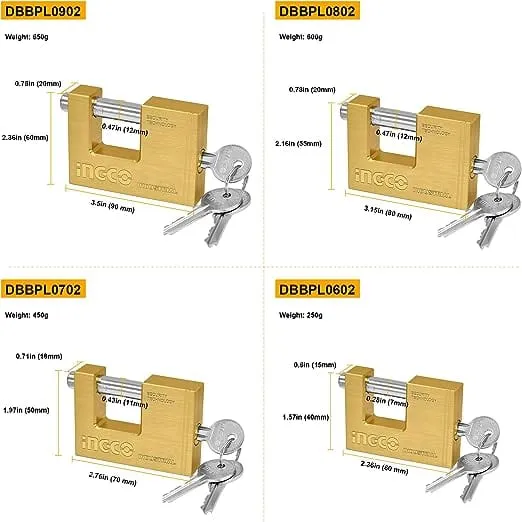 Ingco Industrial Heavy Duty Brass Padlock