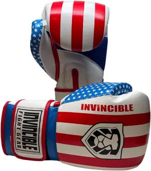 Invincible Fight Gear Hook and Loop Leather Training Boxing Gloves