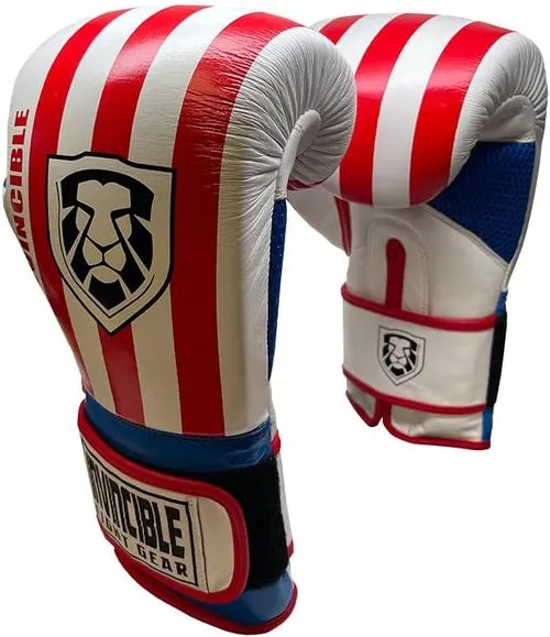 Invincible Fight Gear Hook and Loop Leather Training Boxing Gloves