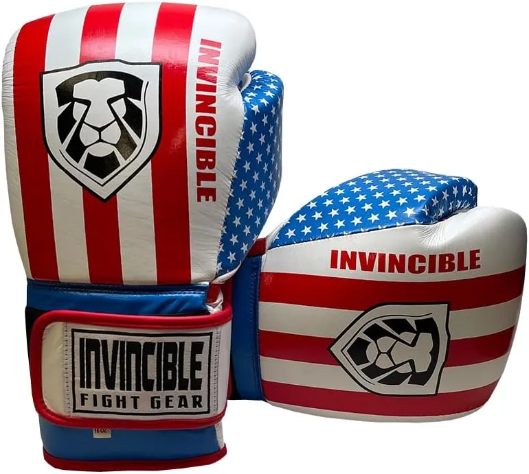 Invincible Fight Gear Hook and Loop Leather Training Boxing Gloves