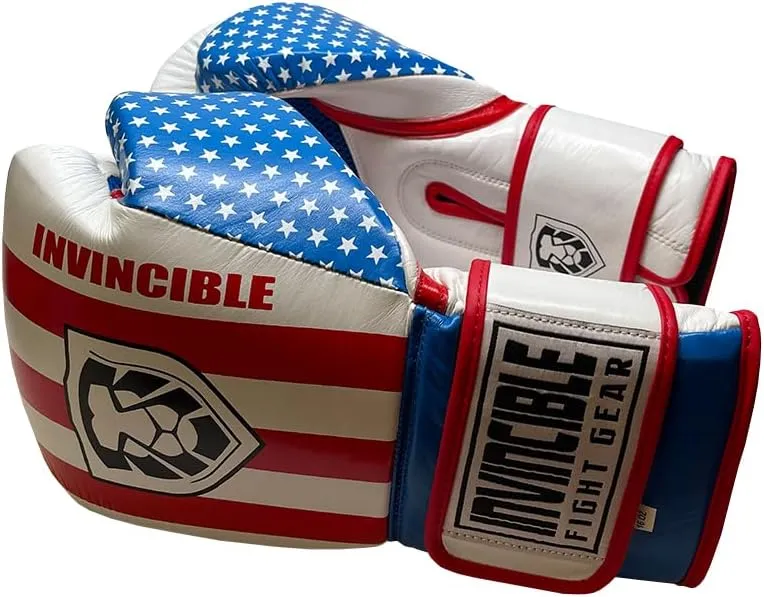 Invincible Fight Gear Hook and Loop Leather Training Boxing Gloves