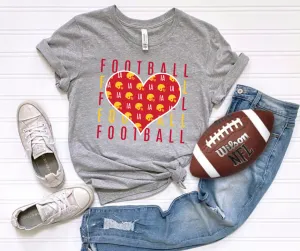 Iowa State Football Heart Repeat Grey Graphic Tee