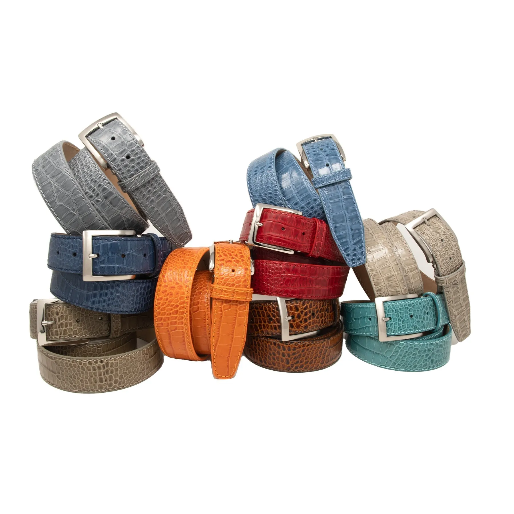 Italian Matte Mock Crocodile - Blue Jean - 40mm - Up to 50"