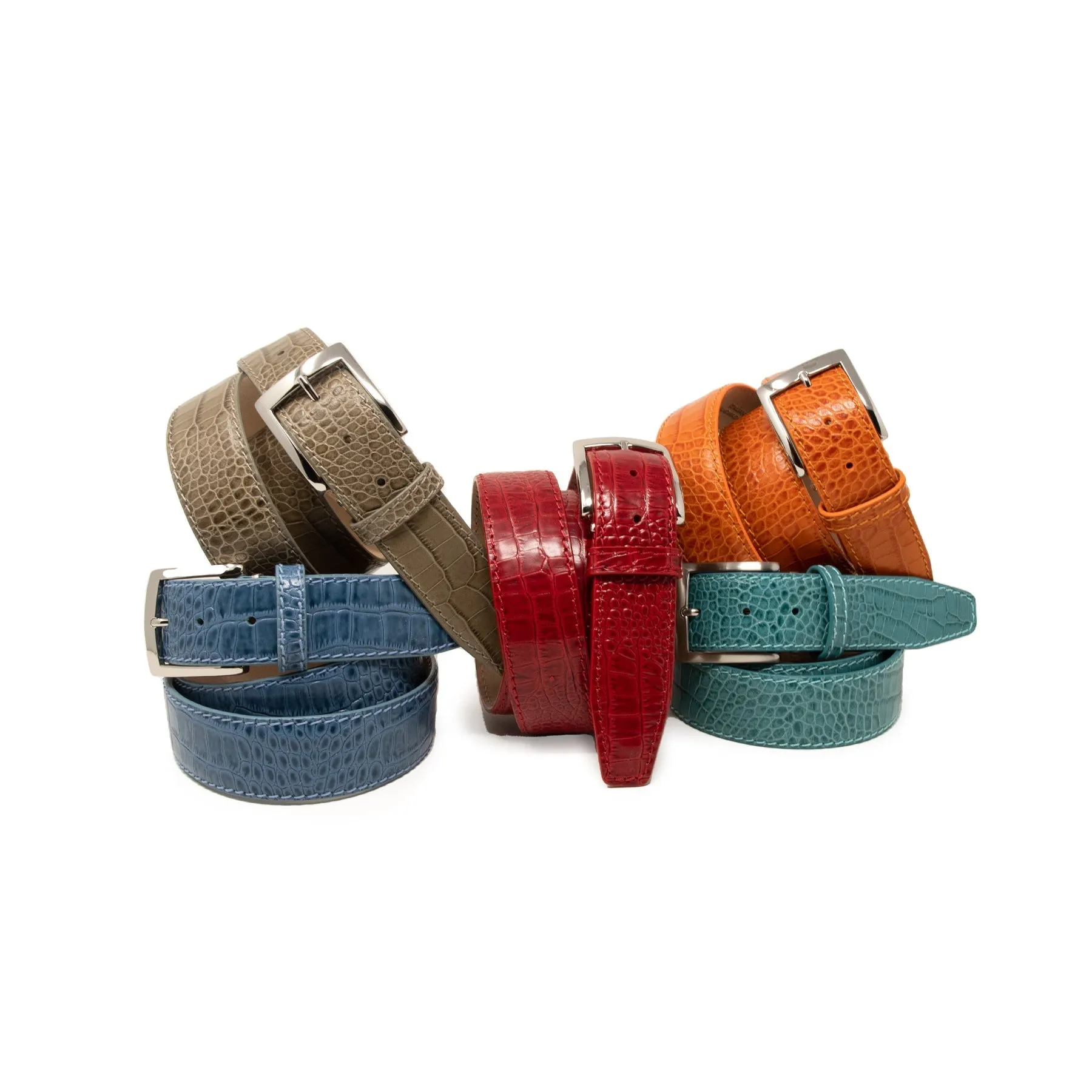 Italian Matte Mock Crocodile - Blue Jean - 40mm - Up to 50"
