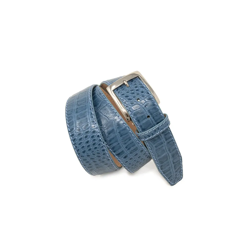 Italian Matte Mock Crocodile - Blue Jean - 40mm - Up to 50"