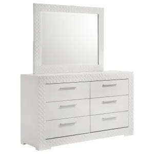 Ives 6-drawer Dresser and Mirror White High Gloss