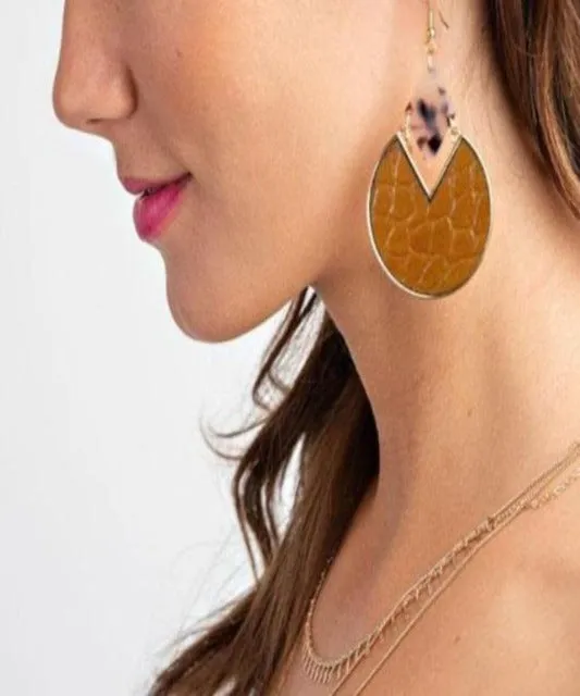 Jamila Leather Drop Earrings - Brown