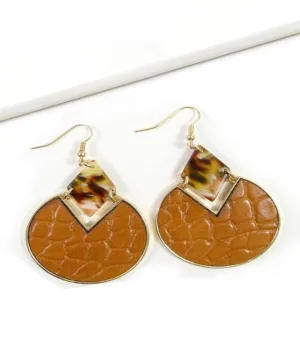 Jamila Leather Drop Earrings - Brown