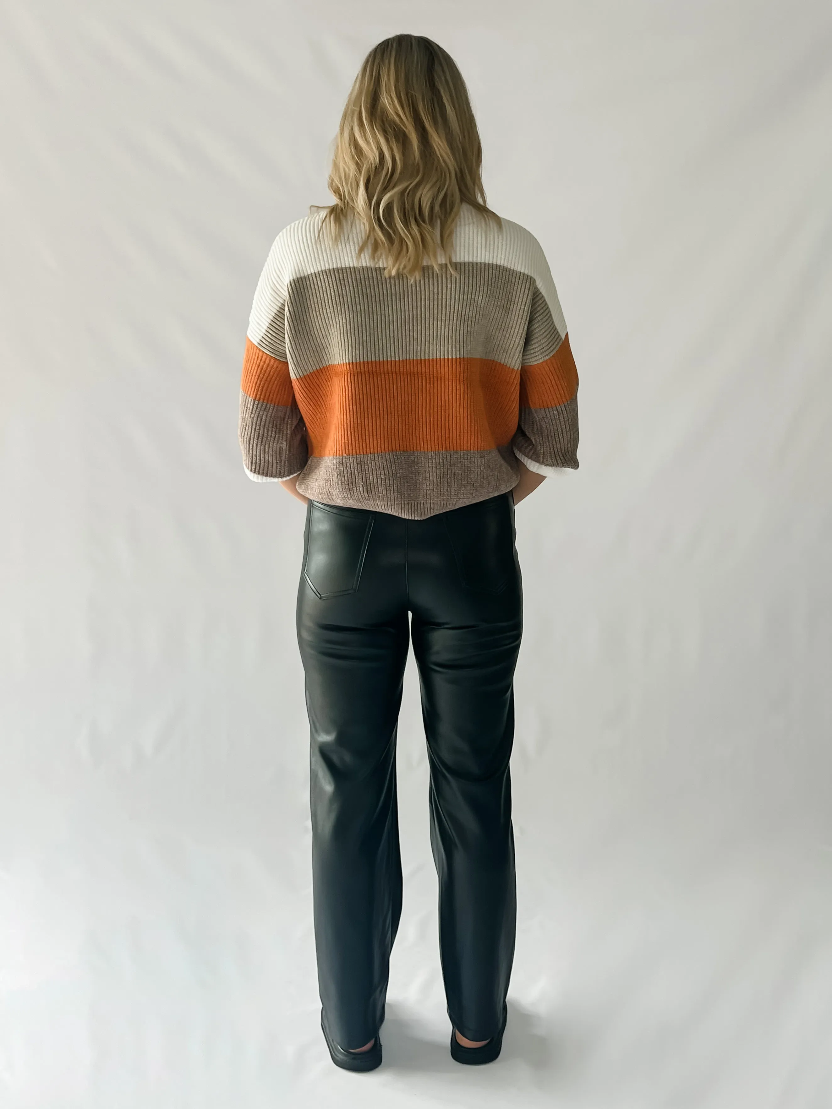 JERSEY FAUX LEATHER PANTS - BLACK