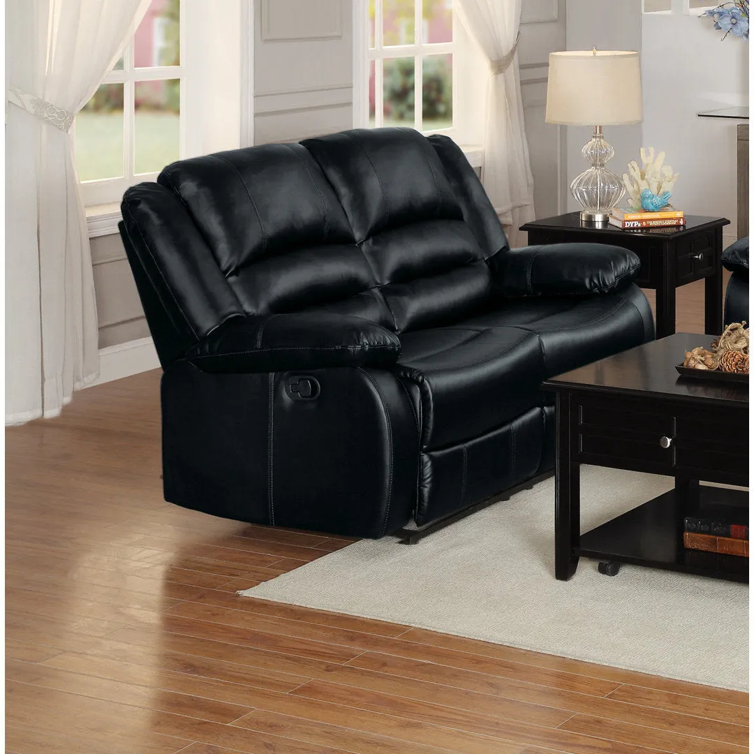 Jianyu 62" Faux Leather Pillow Top Arm Reclining Loveseat Red Barrel Studio® Leather Type: Black Faux Leather