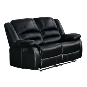 Jianyu 62" Faux Leather Pillow Top Arm Reclining Loveseat Red Barrel Studio® Leather Type: Black Faux Leather