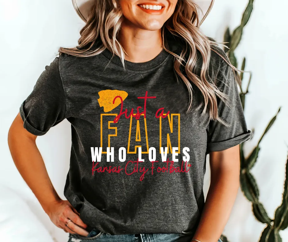 Just a Fan Who Loves Kansas City Football Grey Tee
