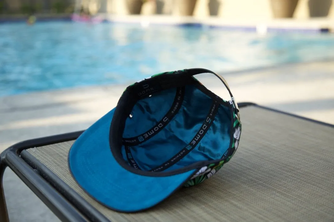 Just the rainbow tips - Hibiscus flowers w/ leaves patterned 5 panel hat