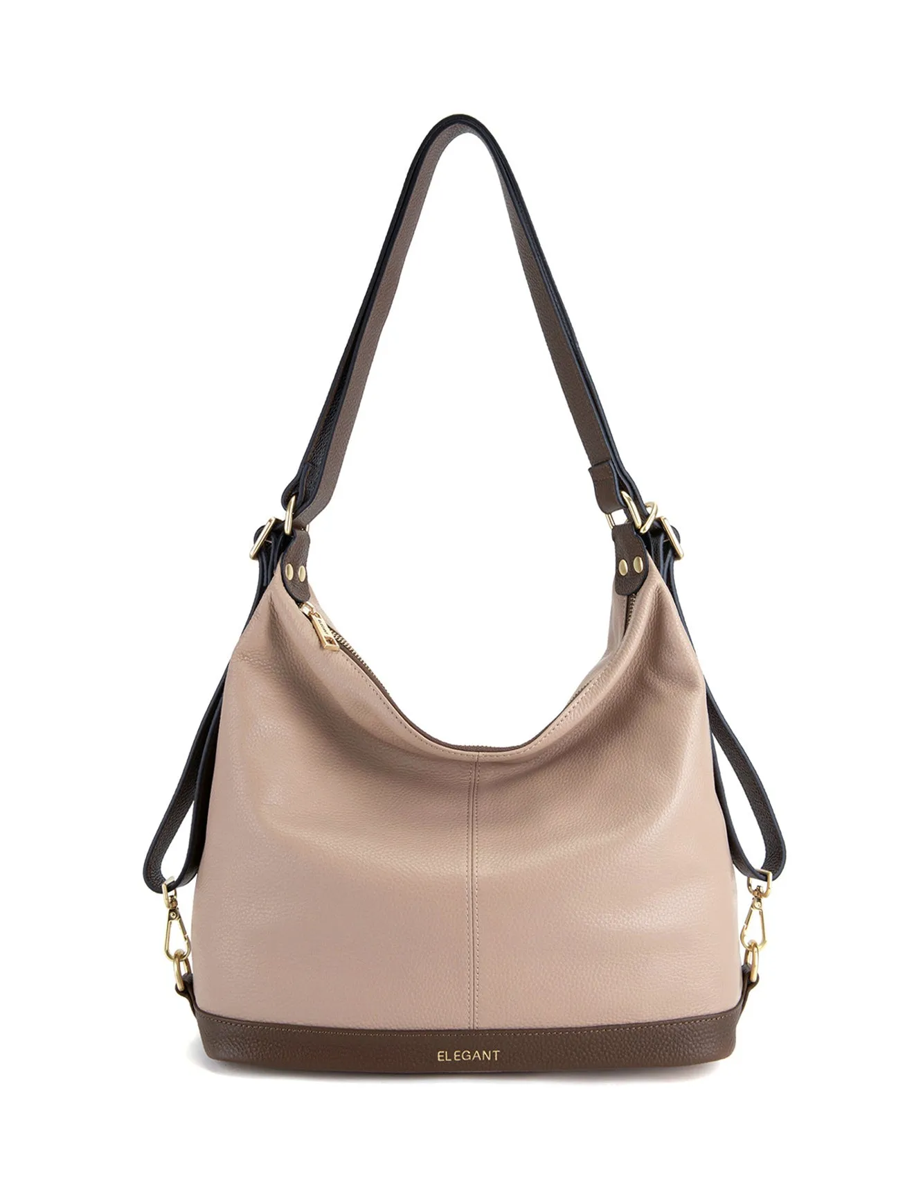 KAMILA LEATHER CONVERTIBLE BACKPACK-E1-0823-PUTTY/CINNAMON