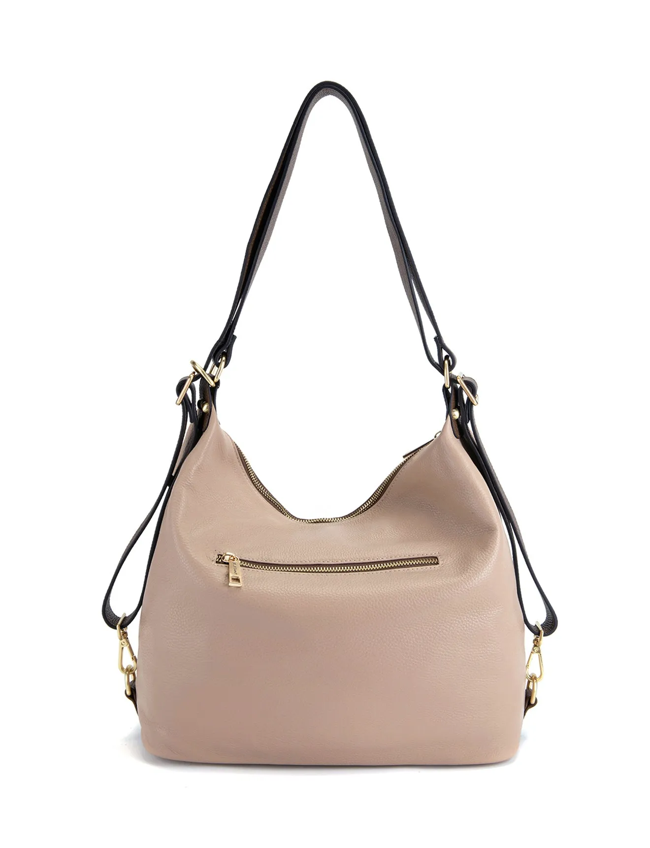 KAMILA LEATHER CONVERTIBLE BACKPACK-E1-0823-PUTTY/CINNAMON