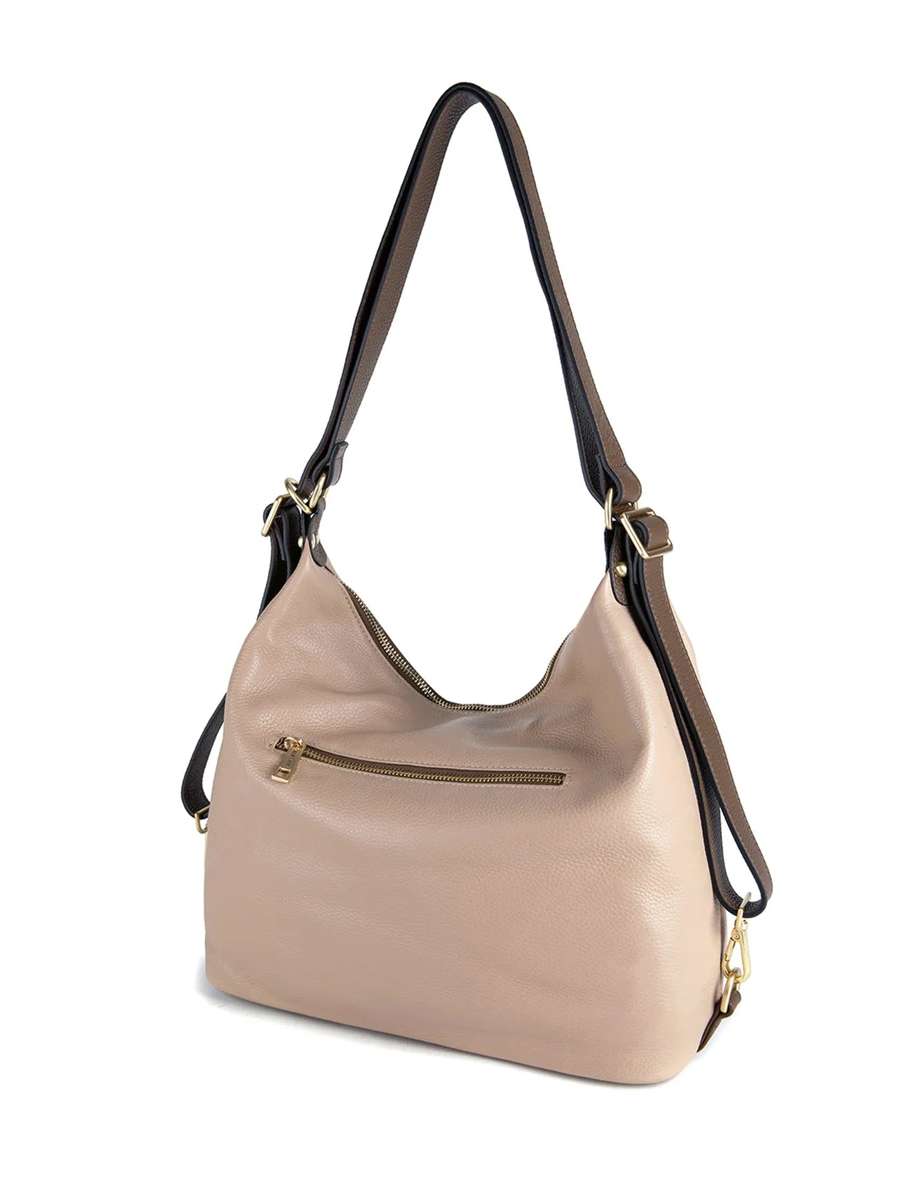KAMILA LEATHER CONVERTIBLE BACKPACK-E1-0823-PUTTY/CINNAMON