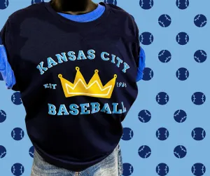 Kansas City Baseball Crown Navy Graphic Tee