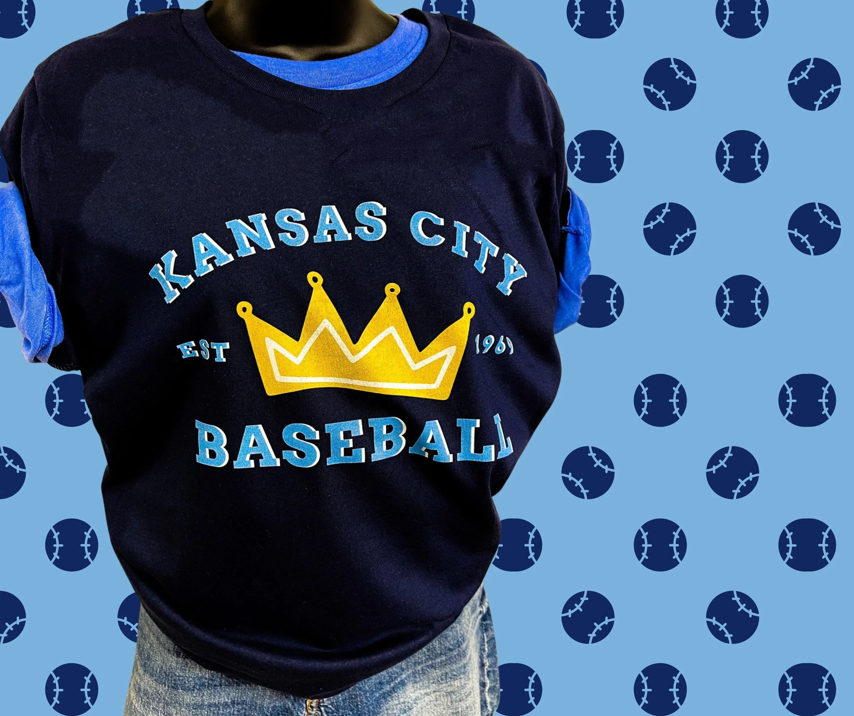Kansas City Baseball Crown Navy Graphic Tee