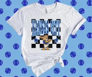 Kansas City Lion Mascot Checkered Ash Graphic Tee