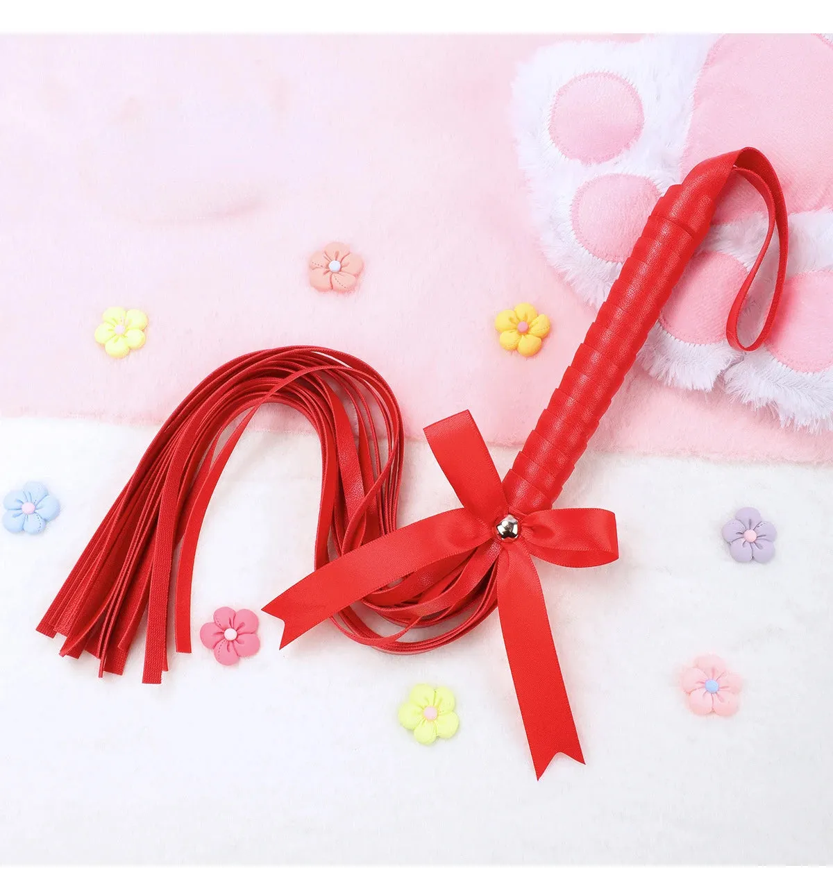 Kawaii Pink PU Leather Bow Flogger (Colors)