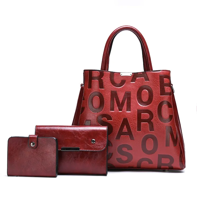 Kayla Letter Embossed Trapeze Bag - 4 Colors