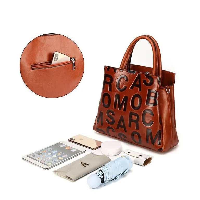 Kayla Letter Embossed Trapeze Bag - 4 Colors