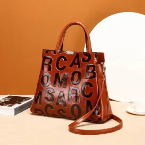Kayla Letter Embossed Trapeze Bag - 4 Colors