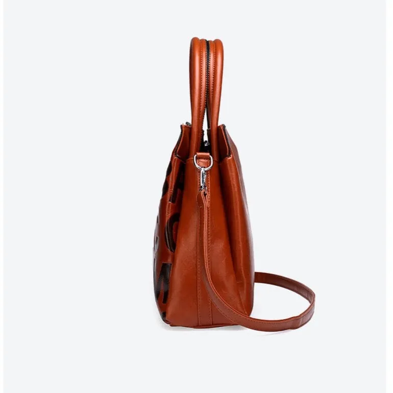 Kayla Letter Embossed Trapeze Bag - 4 Colors