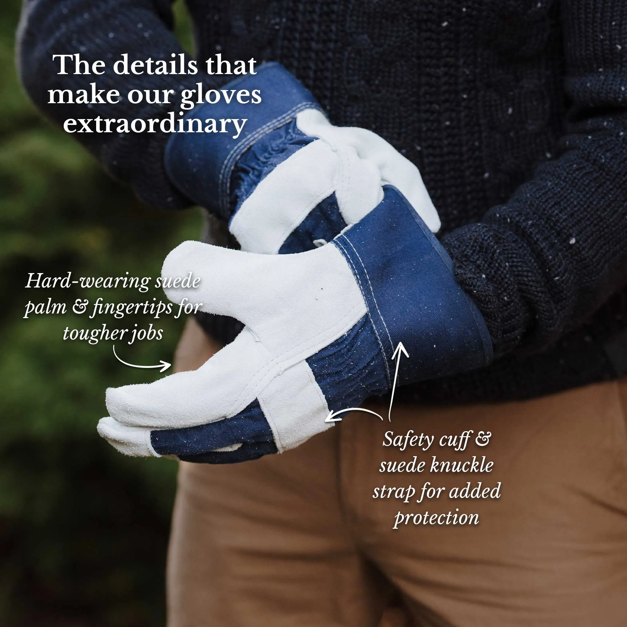 Kent & Stowe Navy Fleece Lined Rigger Gloves - Large