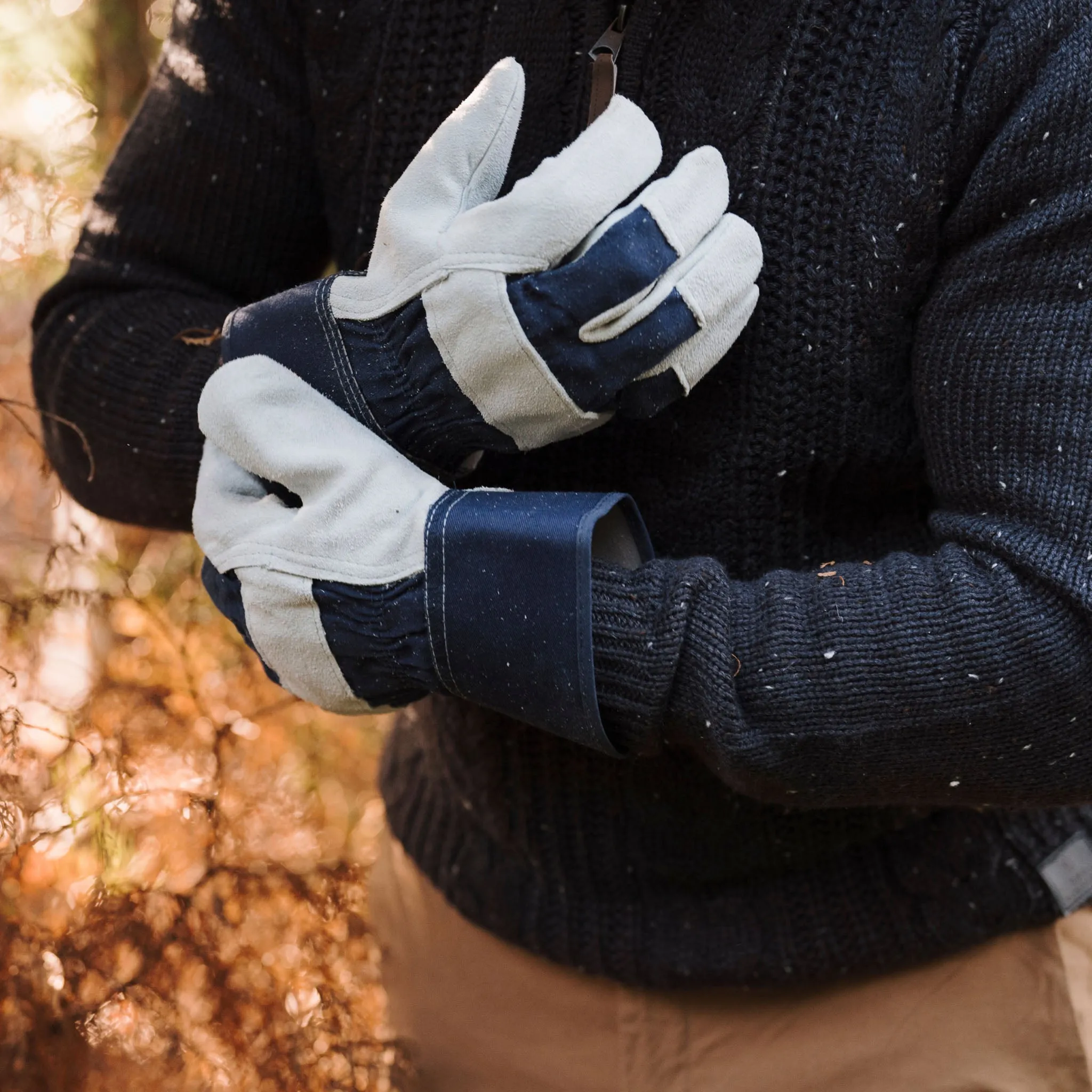 Kent & Stowe Navy Fleece Lined Rigger Gloves - Large