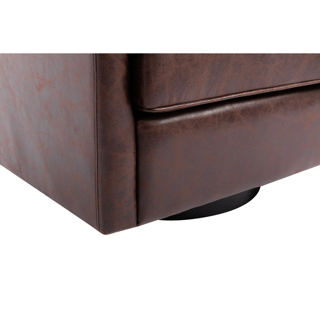 Kiersten 28.7" Wide Vegan Leather Swivel Barrel Chair Sand & Stable™ Leather Type: Dark Chocolate Brown Faux Leather