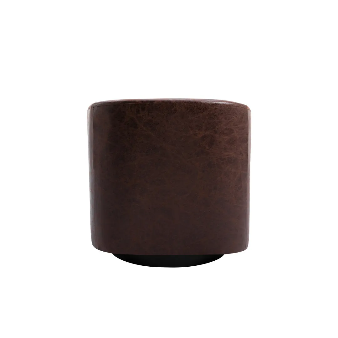 Kiersten 28.7" Wide Vegan Leather Swivel Barrel Chair Sand & Stable™ Leather Type: Dark Chocolate Brown Faux Leather