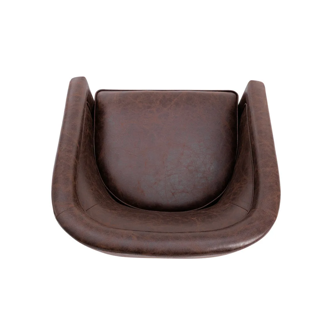 Kiersten 28.7" Wide Vegan Leather Swivel Barrel Chair Sand & Stable™ Leather Type: Dark Chocolate Brown Faux Leather