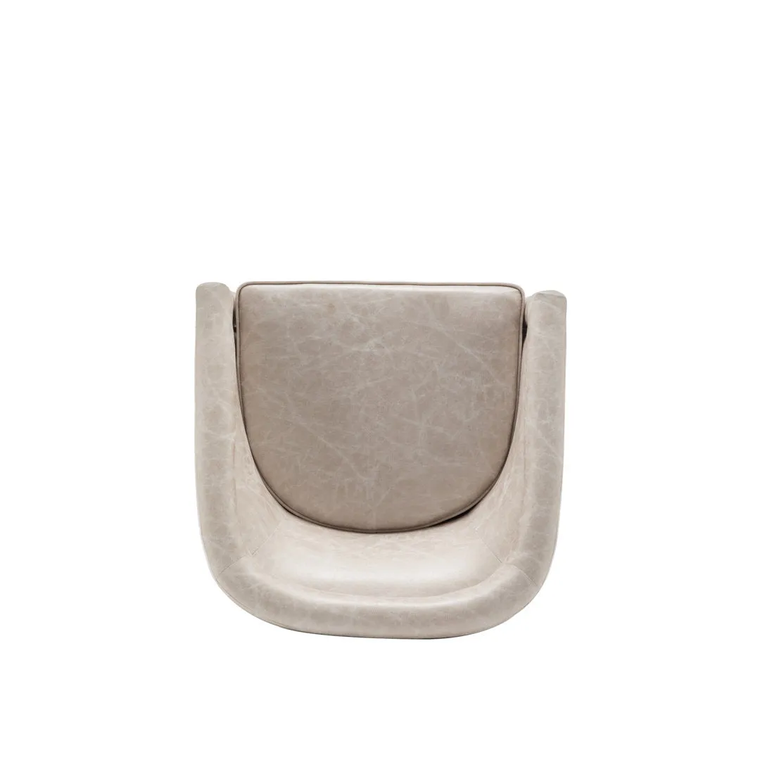 Kiersten 28.7" Wide Vegan Leather Swivel Barrel Chair Sand & Stable™ Leather Type: Distressed Cream Faux Leather