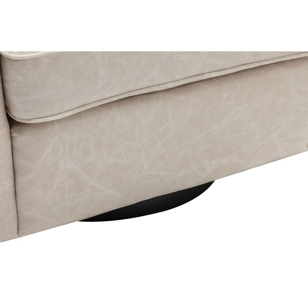 Kiersten 28.7" Wide Vegan Leather Swivel Barrel Chair Sand & Stable™ Leather Type: Distressed Cream Faux Leather