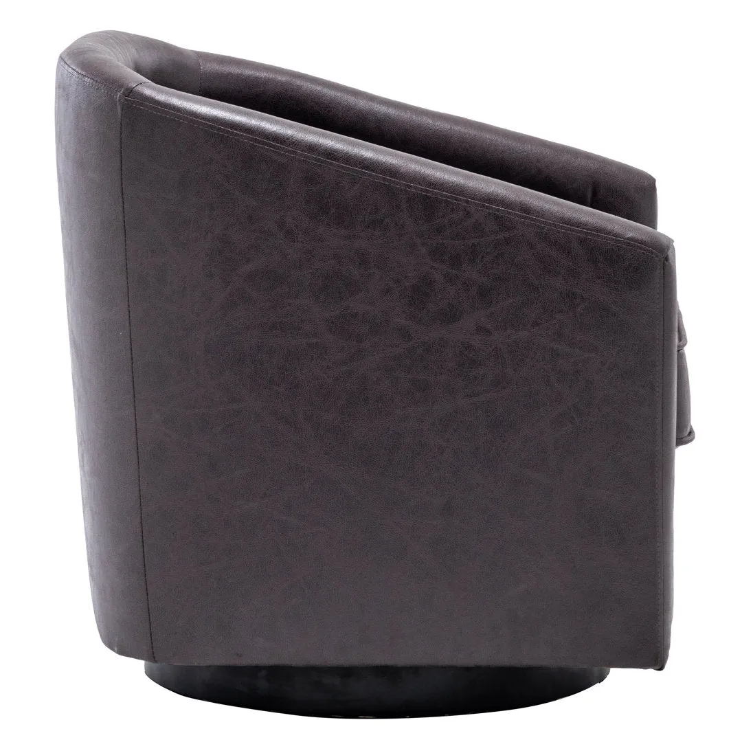 Kiersten 28.7" Wide Vegan Leather Swivel Barrel Chair Sand & Stable™ Leather Type: Pebble Charcoal Faux Leather