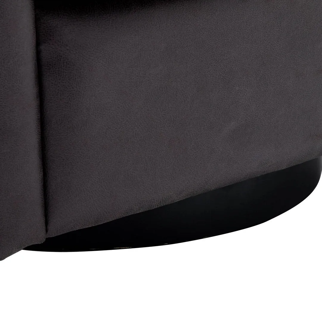 Kiersten 28.7" Wide Vegan Leather Swivel Barrel Chair Sand & Stable™ Leather Type: Pebble Charcoal Faux Leather