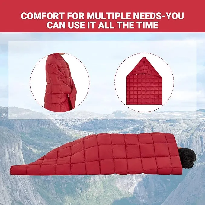KingCamp Camping Blanket Lightweight, Multifunctional Warm Puffy Outdoor Blanket with Snap Button, Water Repellent, Packable, for Travel, Airplane, Hiking, Picnic