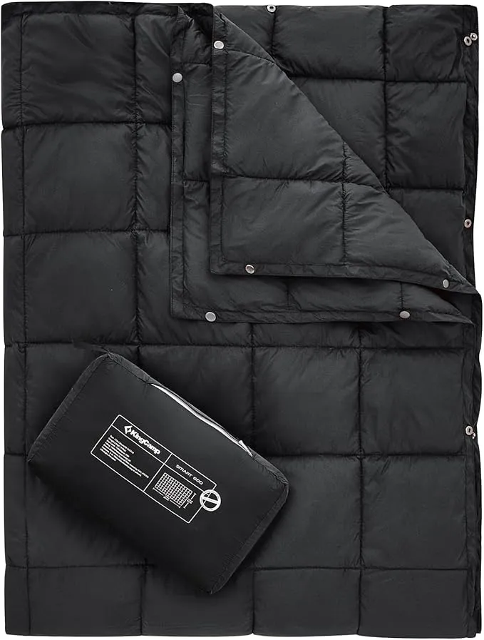 KingCamp Camping Blanket Lightweight, Multifunctional Warm Puffy Outdoor Blanket with Snap Button, Water Repellent, Packable, for Travel, Airplane, Hiking, Picnic