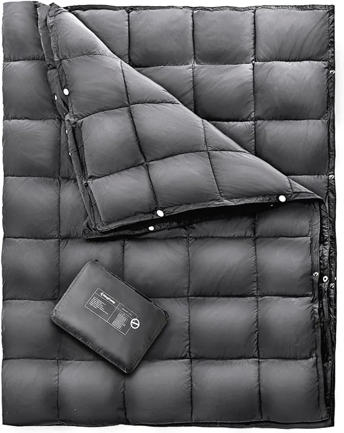 KingCamp Down Camping Blanket - Packable Lightweight Travel Blanket for Stadium, Camping, Backpacking, Compact & Water Resistant & Warm Airplane Quilt