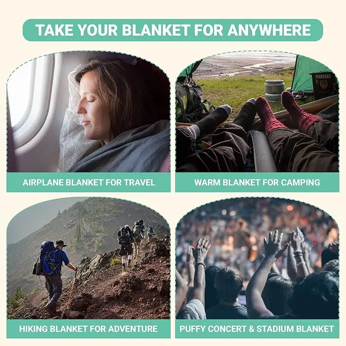 KingCamp Down Camping Blanket - Packable Lightweight Travel Blanket for Stadium, Camping, Backpacking, Compact & Water Resistant & Warm Airplane Quilt