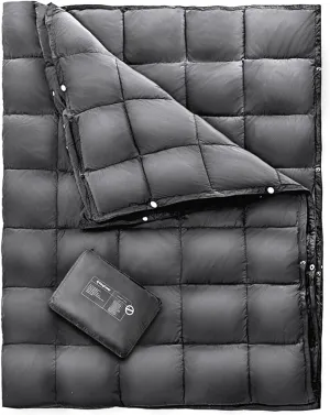 KingCamp Down Camping Blanket - Packable Lightweight Travel Blanket for Stadium, Camping, Backpacking, Compact & Water Resistant & Warm Airplane Quilt