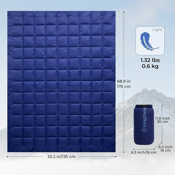 KingCamp Lightweight Camping Blanket - Multifunctional and Warm Quilt with Snap Button, Water Repellent, for Travel, Airplane, Hiking, Picnic