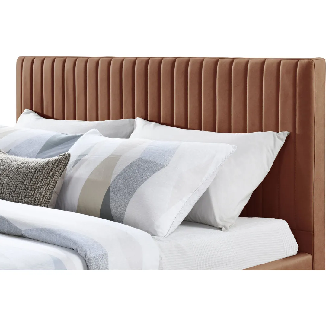 Kirstan Upholstered Bed Wrought Studio™ Color: Soft Cognac Faux Leather Size: Queen