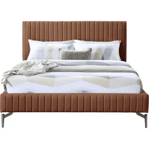 Kirstan Upholstered Bed Wrought Studio™ Color: Soft Cognac Faux Leather Size: Queen