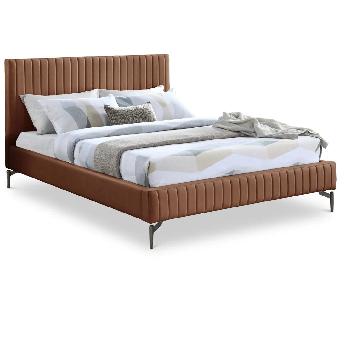 Kirstan Upholstered Bed Wrought Studio™ Color: Soft Cognac Faux Leather Size: Queen
